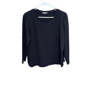 Renuar Women's Black Long Sleeve Knit Top Round Neck and Hem Sweater Size Large